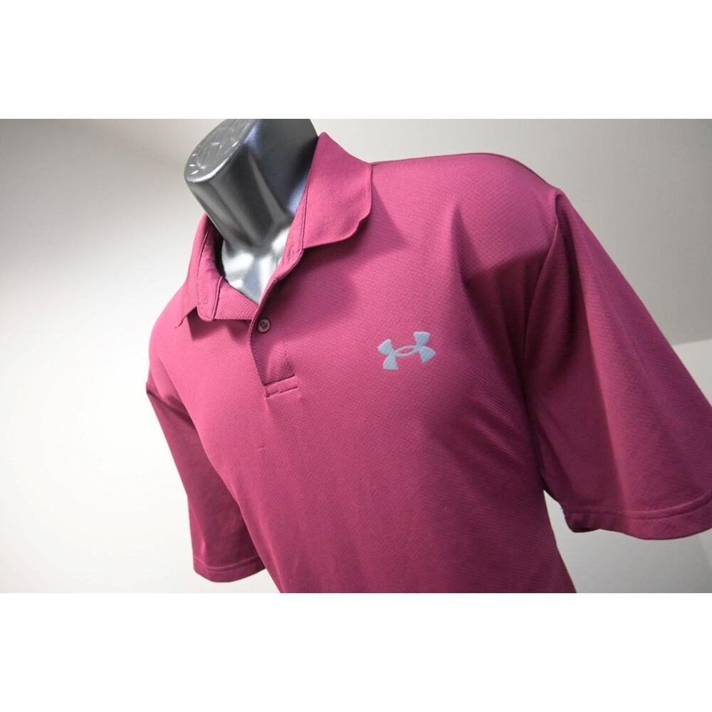 Under Armour Golf Polo HeatGear Loose Dark Red Athletic‎ Shirt Mens Sz Large